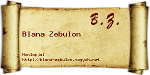 Blana Zebulon névjegykártya